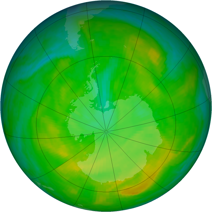 Antarctic ozone map for 22 December 1981